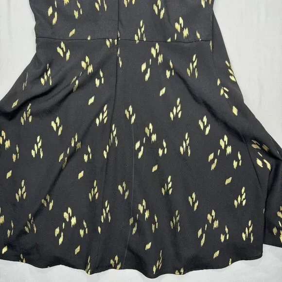 Everly Spaghetti Dress Black and Gold Size Large Racerback Knee Length Flare - Picture 9 of 16